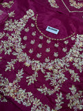 Hussain Rehar Inspired Burgundy Floral Bridal Lehenga with Choli and Dupatta