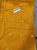 MNR Inspired Mustard Embroidered Gharara Suit with Striped Dupatta