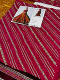 Maria B Inspired Orange Bridal Lehenga with Maroon Choli and Green Dupatta