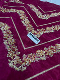 Hussain Rehar Inspired Burgundy Floral Bridal Lehenga with Choli and Dupatta