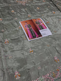 Haris Shakeel Inspired Mint Grey Embellished Suit with Pink Dupatta