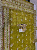 Faiza Saqlain Inspired Olive Green Embroidered Gharara Suit with Dupatta