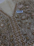 Maria B Inspired Champagne Gold Embellished Bridal Lehenga with Choli and Dupatta