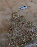 Faiza Saqlain Inspired Mahra Taupe Tiered Bridal Maxi with Dupatta