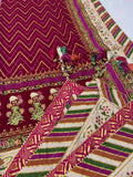 Khaadi Inspired Maroon Embroidered Shirt with Cream Gharara and Dupatta