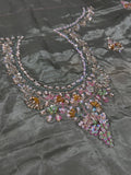 Haris Shakeel Inspired Mint Grey Embellished Suit with Pink Dupatta
