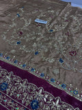 Maria B Inspired Bronze Gold Embroidered Three Piece Suit