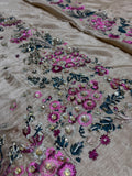 Hussain Rehar Inspired Camel Embroidered Three Piece Suit