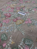 Maria B Inspired Greige Floral Embroidered Suit with Dupatta