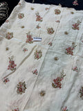 Saira Shakira Inspired Ivory Floral Embellished Suit with Black Dupatta