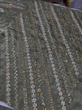 Haris Shakeel Inspired Mint Grey Embellished Suit with Pink Dupatta