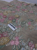 Maria B Inspired Greige Floral Embroidered Suit with Dupatta