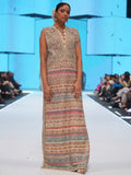Saira Shakira Inspired Ivory Printed Stripe Silk Kaftan