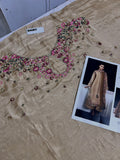 Hussain Rehar Inspired Camel Embroidered Three Piece Suit