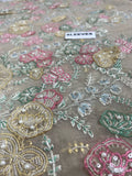 Maria B Inspired Greige Floral Embroidered Suit with Dupatta