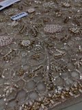 Maria B Inspired Champagne Gold Embellished Bridal Lehenga with Choli and Dupatta