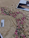 Hussain Rehar Inspired Camel Embroidered Three Piece Suit