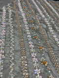 Haris Shakeel Inspired Mint Grey Embellished Suit with Pink Dupatta