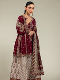 Khaadi Inspired Maroon Embroidered Shirt with Cream Gharara and Dupatta