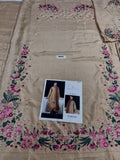 Hussain Rehar Inspired Camel Embroidered Three Piece Suit