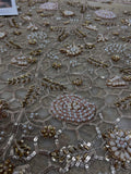 Maria B Inspired Champagne Gold Embellished Bridal Lehenga with Choli and Dupatta
