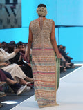 Saira Shakira Inspired Ivory Printed Stripe Silk Kaftan