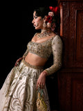 Hussain Rehar Inspired Chamkeli Ivory & Gold Bridal Lehenga