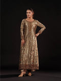 Maria B Inspired Bronze Gold Embroidered Three Piece Suit