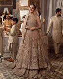 Faiza Saqlain Inspired Mahra Taupe Tiered Bridal Maxi with Dupatta