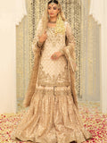 Maria B Inspired Gold Embellished Bridal Gharara Suit with Dupatta