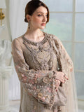 Maria B Inspired Greige Floral Embroidered Suit with Dupatta