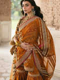 MNR Inspired Mustard Embroidered Gharara Suit with Striped Dupatta