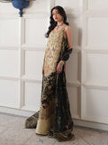 Saira Shakira Inspired Ivory Floral Embellished Suit with Black Dupatta