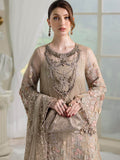 Maria B Inspired Greige Floral Embroidered Suit with Dupatta