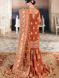 Afrozeh Inspired Rust Embroidered Gharara Suit with Dupatta