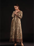 Maria B Inspired Bronze Gold Embroidered Three Piece Suit