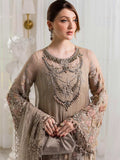 Maria B Inspired Greige Floral Embroidered Suit with Dupatta