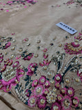 Hussain Rehar Inspired Camel Embroidered Three Piece Suit