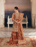 Afrozeh Inspired Rust Embroidered Gharara Suit with Dupatta