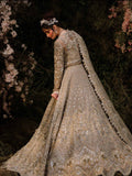 Maria B Inspired Champagne Gold Embellished Bridal Lehenga with Choli and Dupatta