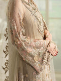 Maria B Inspired Greige Floral Embroidered Suit with Dupatta