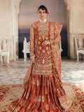Afrozeh Inspired Rust Embroidered Gharara Suit with Dupatta