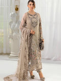 Maria B Inspired Greige Floral Embroidered Suit with Dupatta