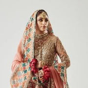 Peach Multicolor Bridal Lehenga Set