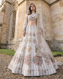 Ivory Floral Embroidered Bridal Lehenga with Choli & Dupatta