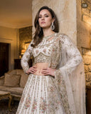 Ivory Floral Embroidered Bridal Lehenga with Choli & Dupatta