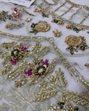 Ivory Floral Embroidered Bridal Lehenga with Choli & Dupatta