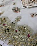 Ivory Floral Embroidered Bridal Lehenga with Choli & Dupatta