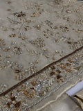 Haris Shakeel Inspired Pale Blue & Gold Embroidered Suit with Dupatta
