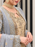 Haris Shakeel Inspired Pale Blue & Gold Embroidered Suit with Dupatta